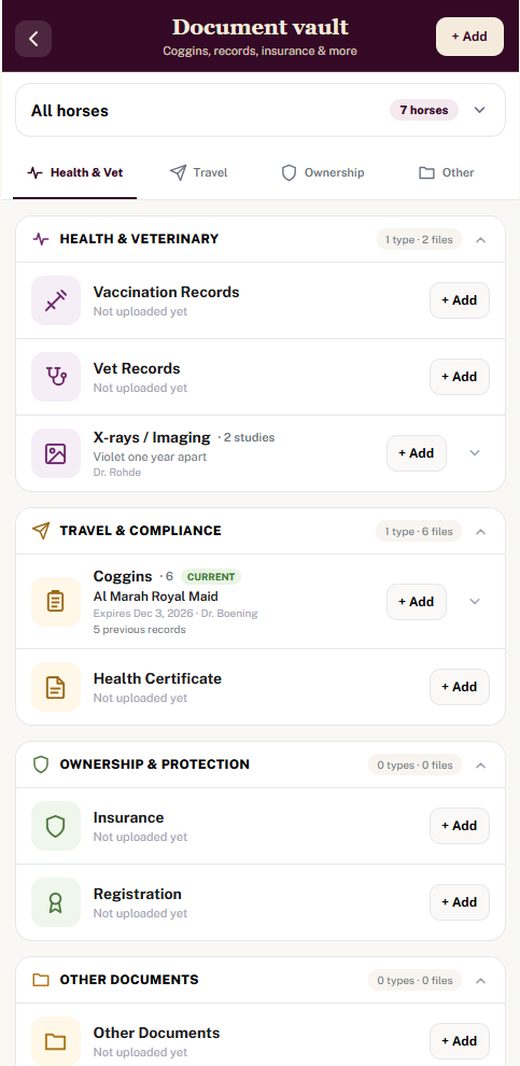 Document vault screen
