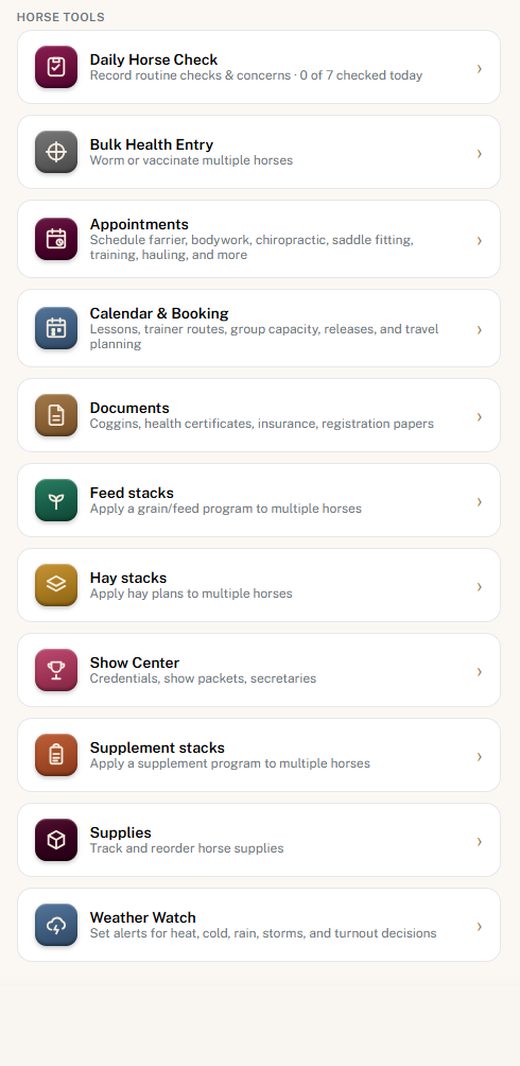 My horses screen